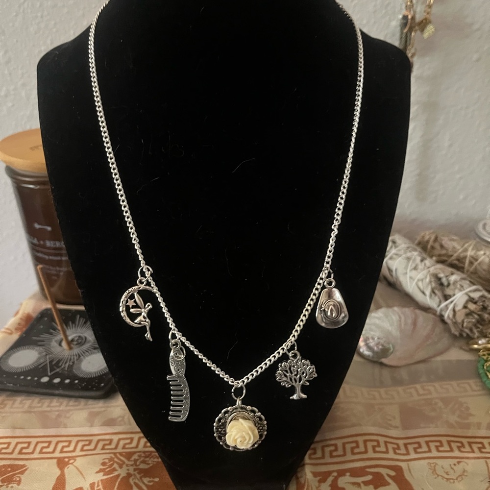 Silver charm necklace